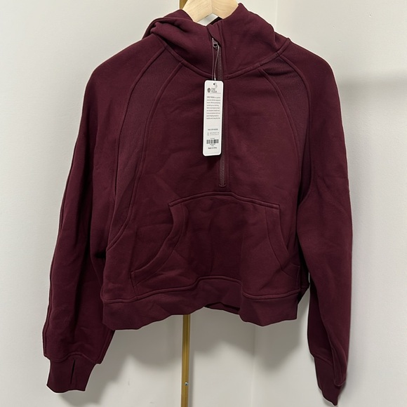 Fleece Lined Half Zip Hoodies with Thumb Holes - Picture 7 of 7